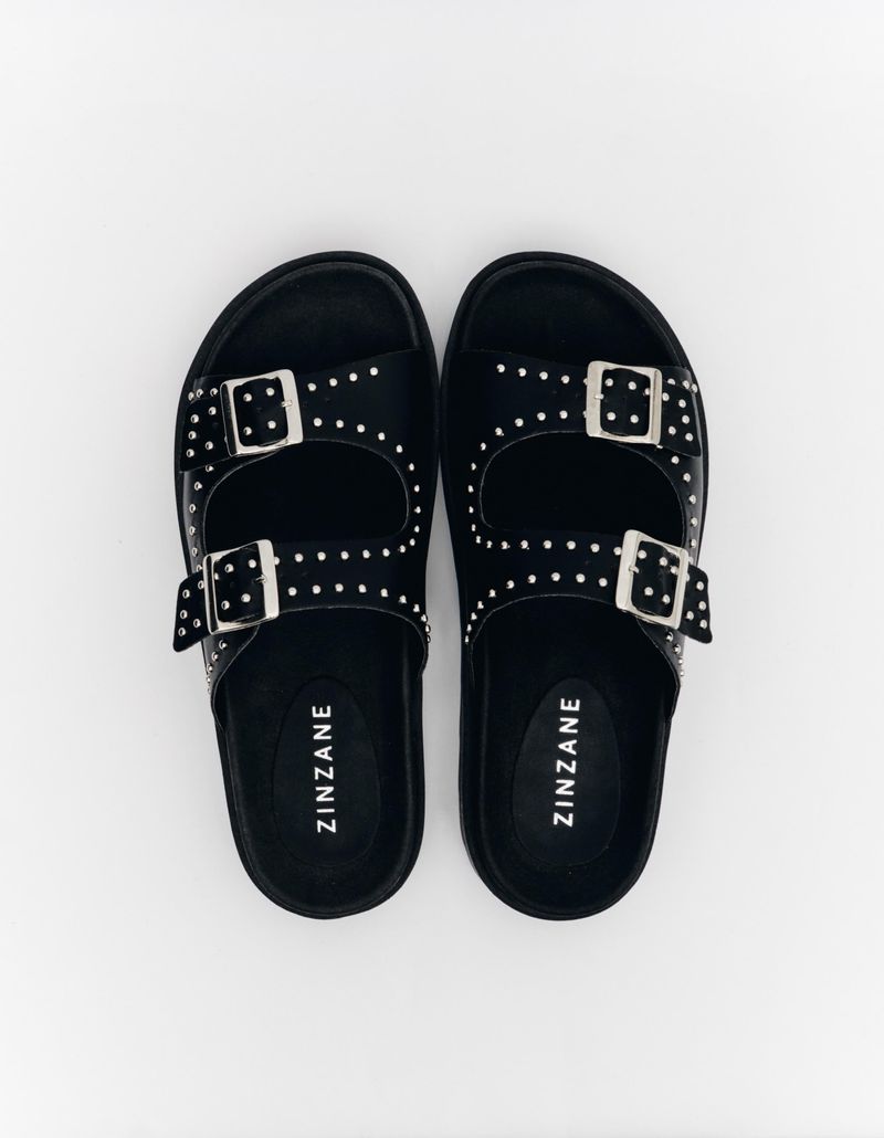 Sandalia Birken Duas Fivelas Com Rebites - Preto