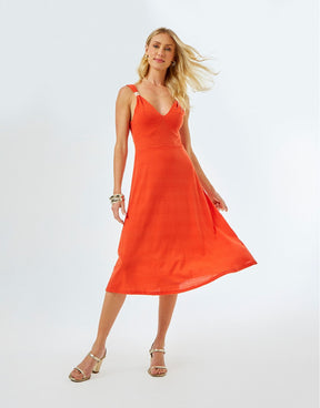 Vestido Decote Aviamento - Laranja