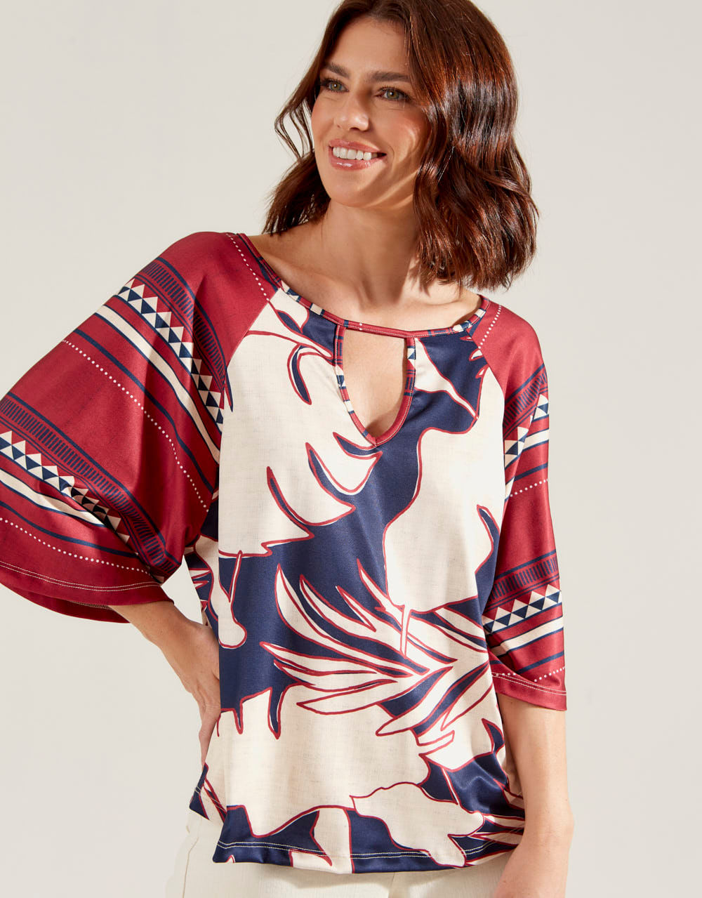 Blusa Estampada Cindy - Azul Marinho