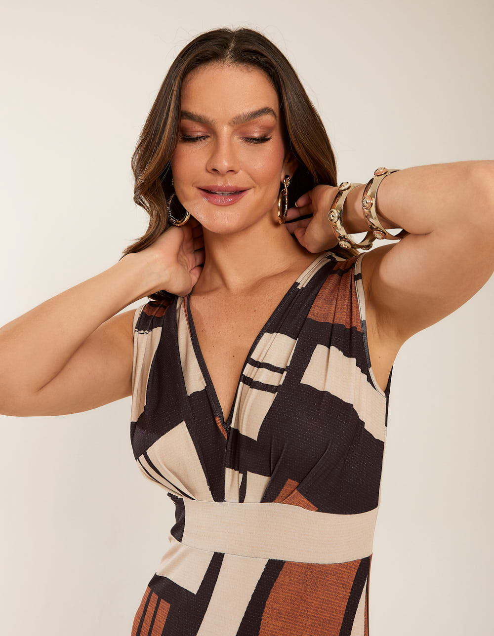 Vestido Longo Estampado Olga - Preto