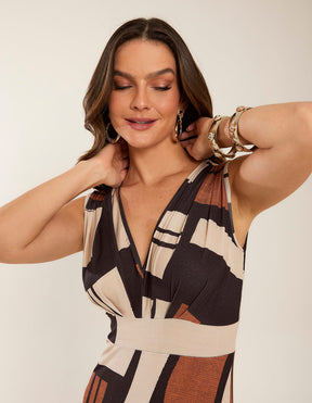 Vestido Longo Estampado Olga - Preto