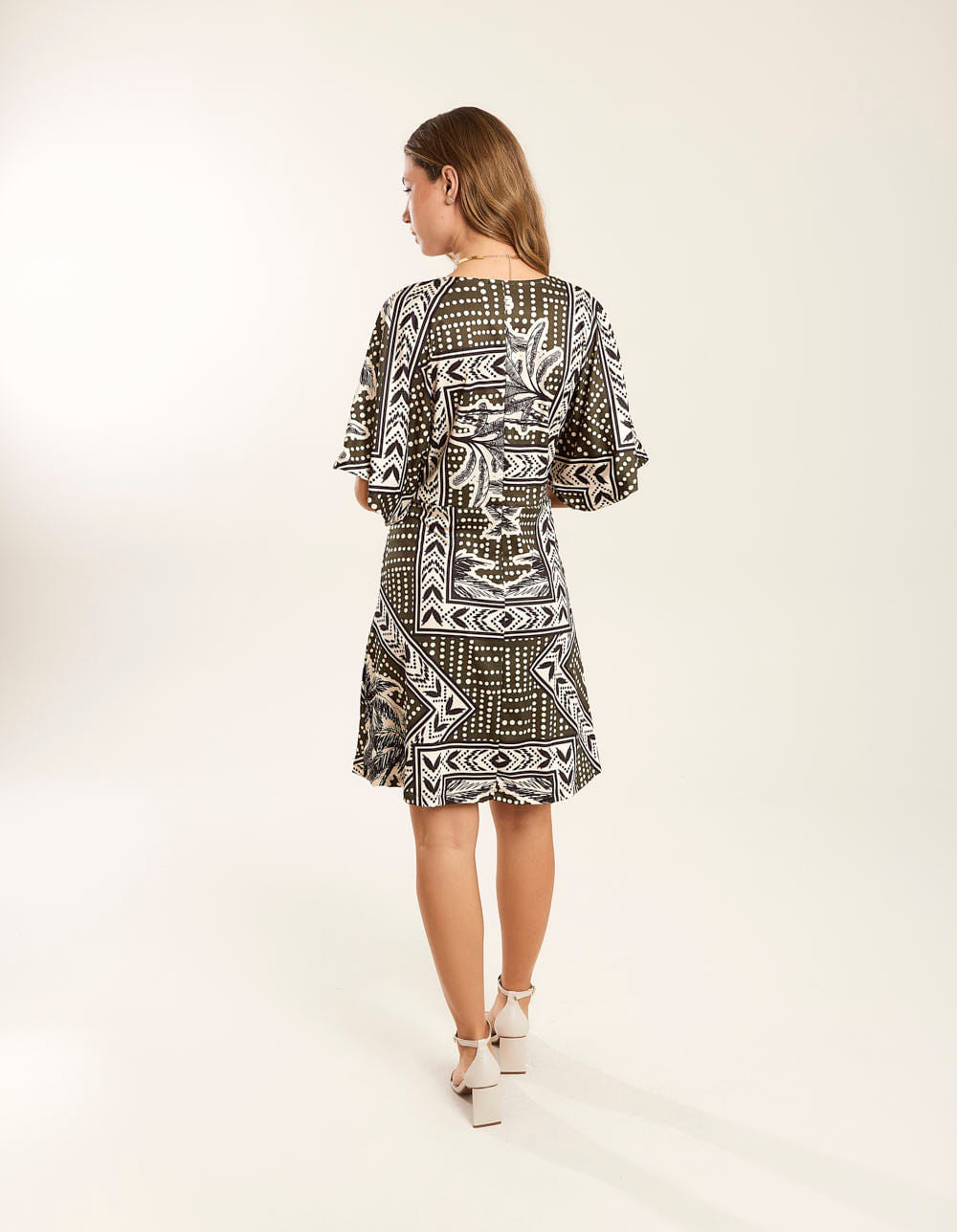 Vestido Curto Estampado Duda - Verde Oliva