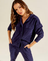 Camisa Canelada Atoalhada Ampla - Azul Marinho