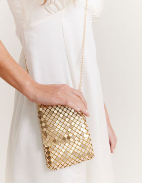 Bolsa Malha Metal - Dourado