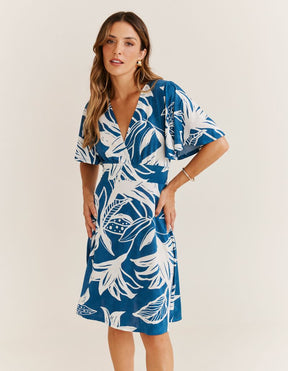 Vestido Curto Estampado Márcia - Blue Ocean