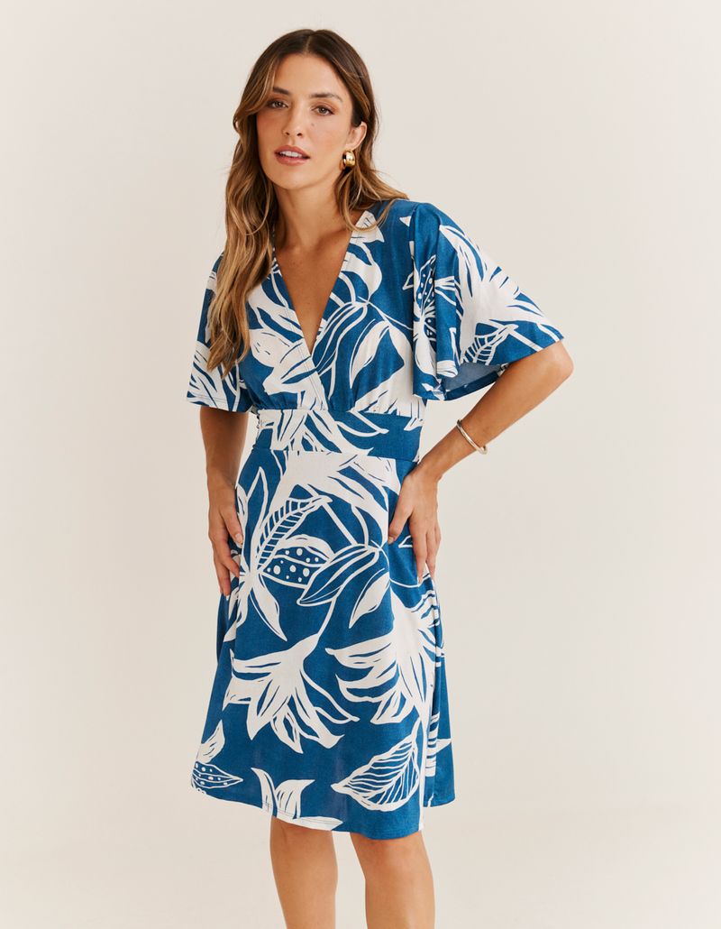 Vestido Curto Estampado Márcia - Blue Ocean