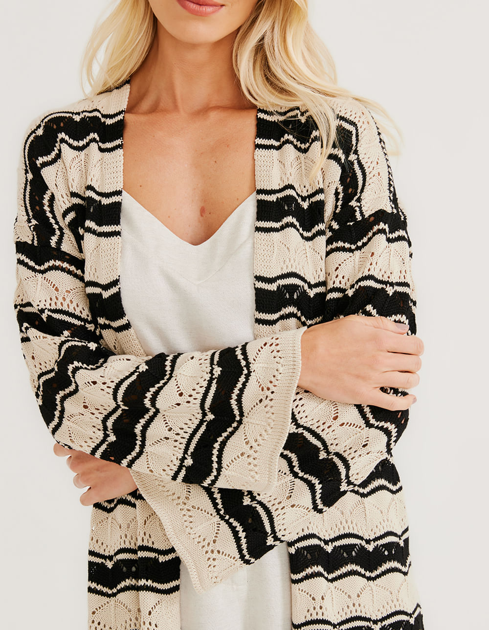 Kimono Tricot Grafismos - Areia