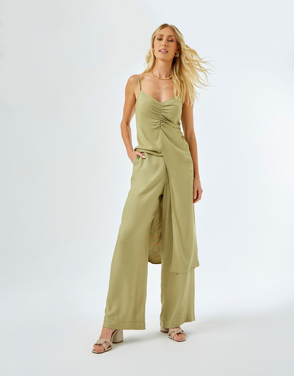 Calça Pantalona Color - Verde Oliva