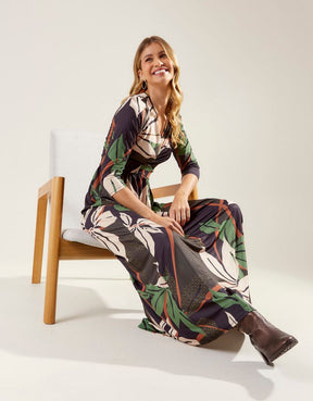 Vestido Longo Mg Estampado Emma - Preto