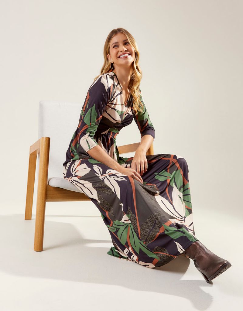Vestido Longo Mg Estampado Emma - Preto