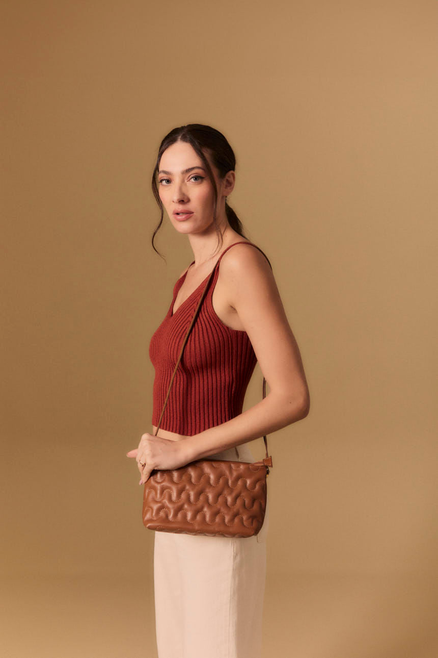 Bolsa Couro Detalhe Fecho - Caramelo