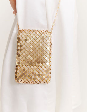 Bolsa Malha Metal - Dourado
