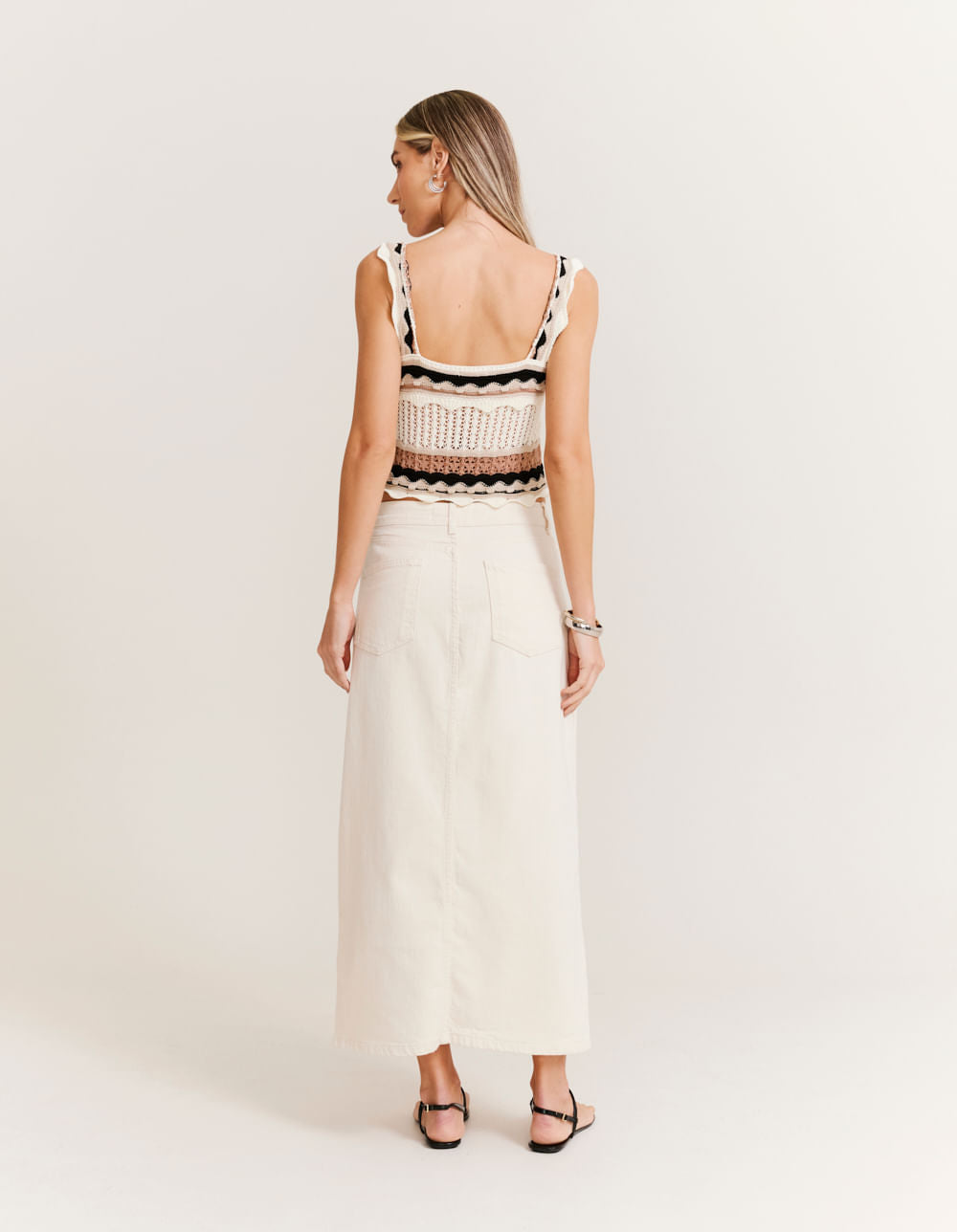 Saia Sarja Reta Fenda Frontal - Off White