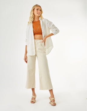 Calça Pantacourt White Jeans - Off White