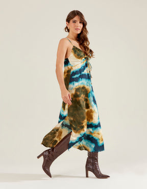 Vestido New Longo Estampado Murano - Areia