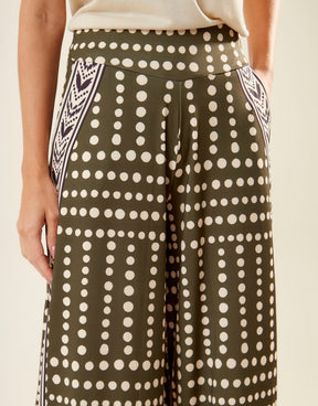 Calça Estampada Poá Duda - Verde Oliva