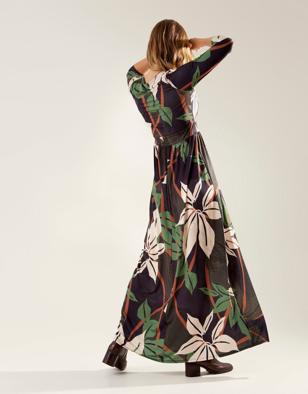 Vestido Longo Mg Estampado Emma - Preto