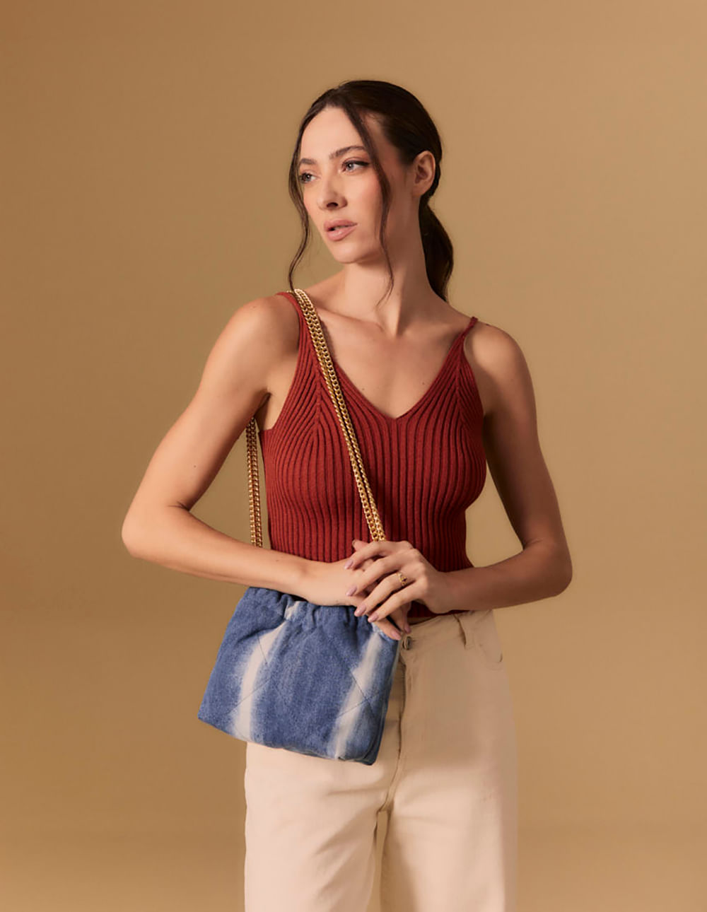 Bolsa Jeans Saco Correntes - Denim Medio