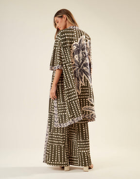 Kimono Estampado Poá Duda - Verde Oliva