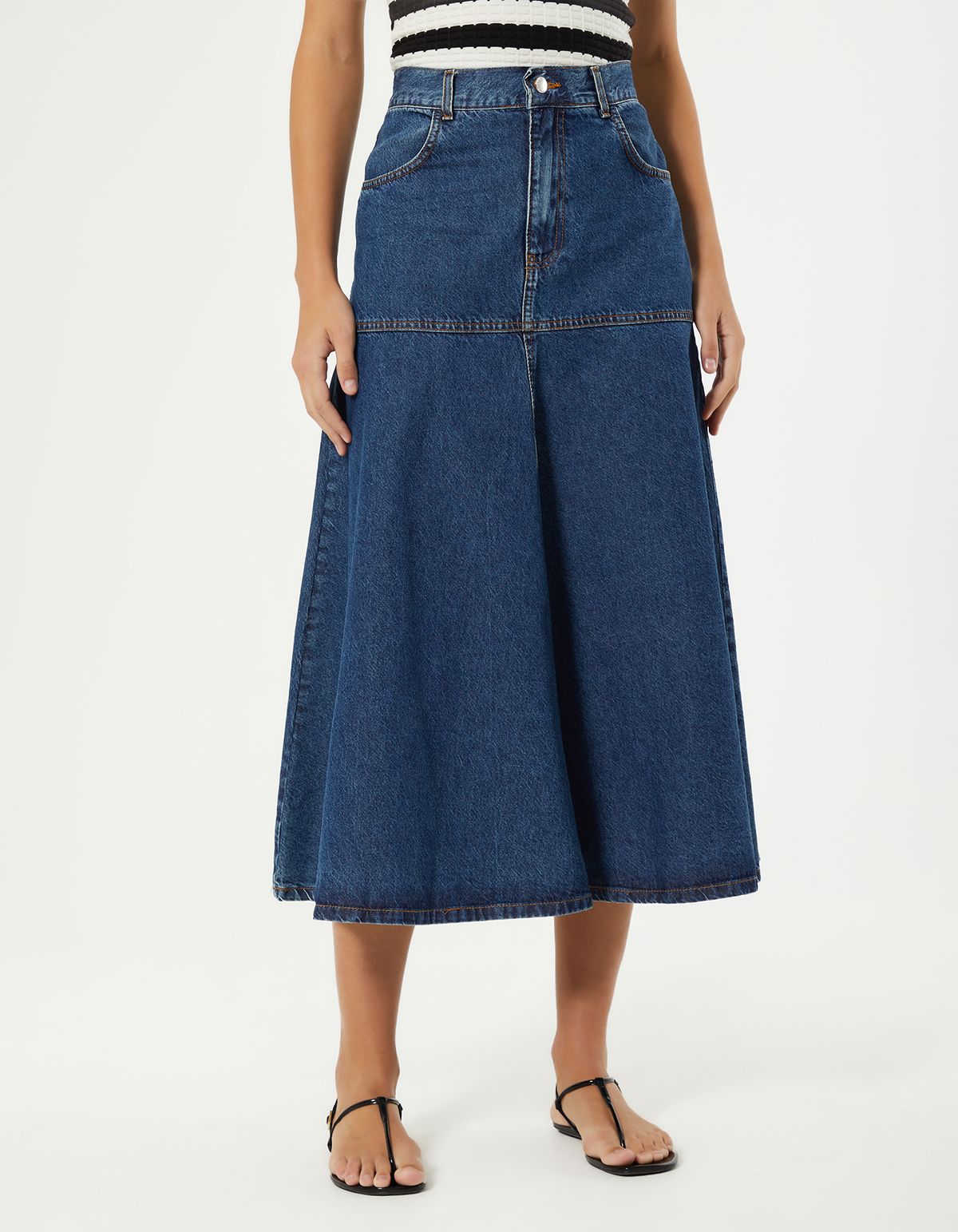 Saia Jeans Gode New Longo - Denim Medio
