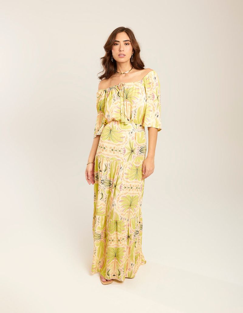 Saia Longa Estampada Nina - Verde Lima