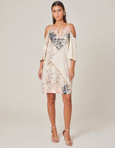 Vestido Curto Estampado Campelo - Areia