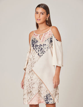 Vestido Curto Estampado Campelo - Areia