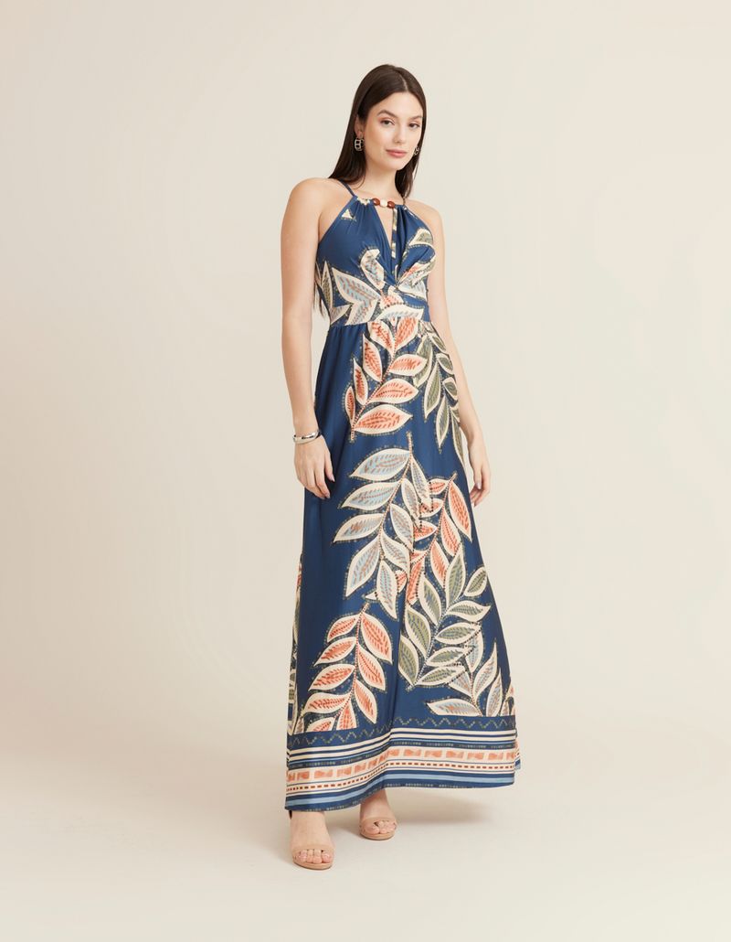 Vestido Longo Estampado Noah - Azul Jeans
