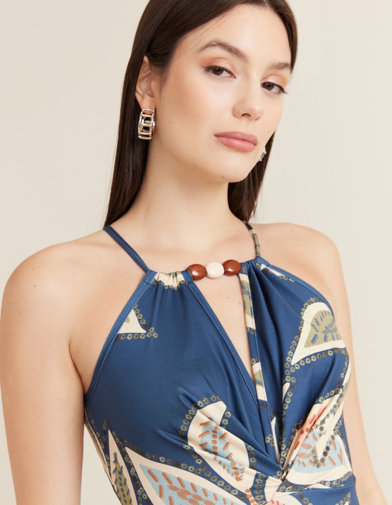 Vestido Longo Estampado Noah - Azul Jeans