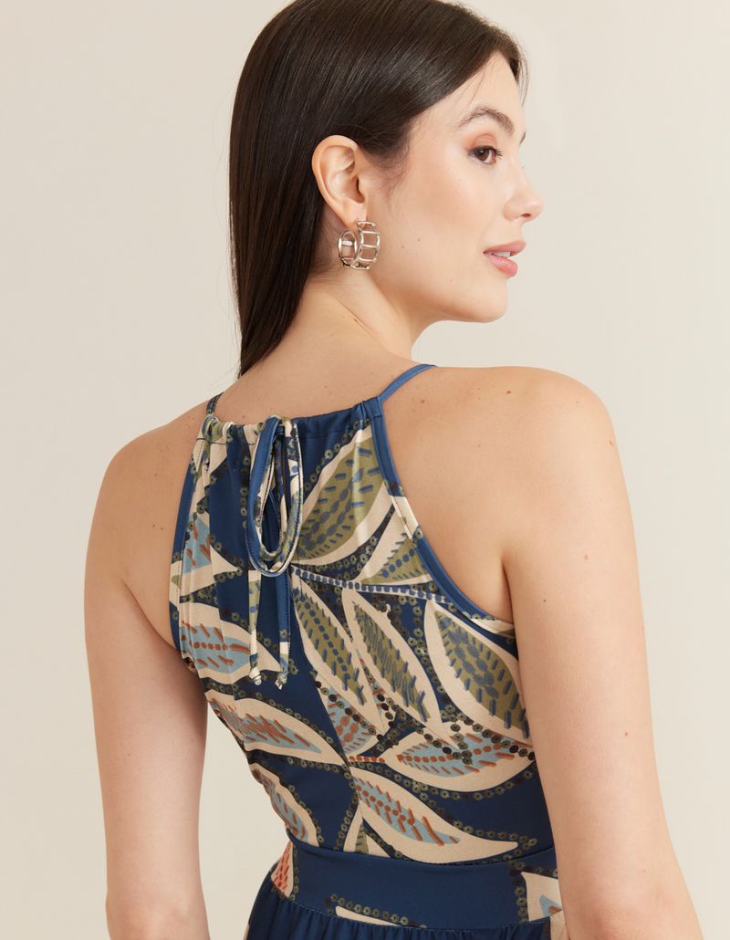 Vestido Longo Estampado Noah - Azul Jeans