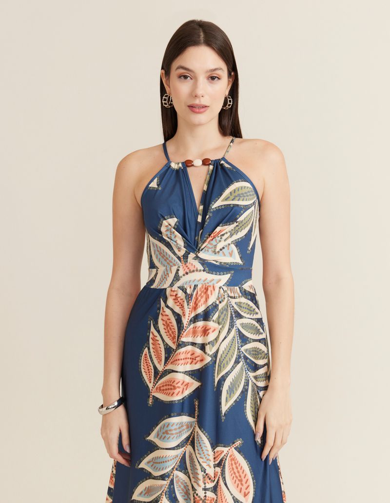 Vestido Longo Estampado Noah - Azul Jeans