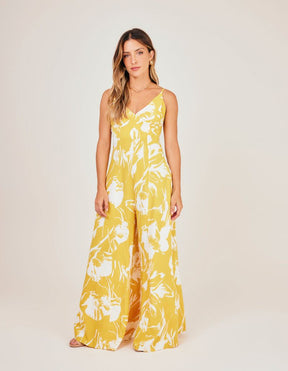 Macacão Estampado Floral Solar - Amarelo