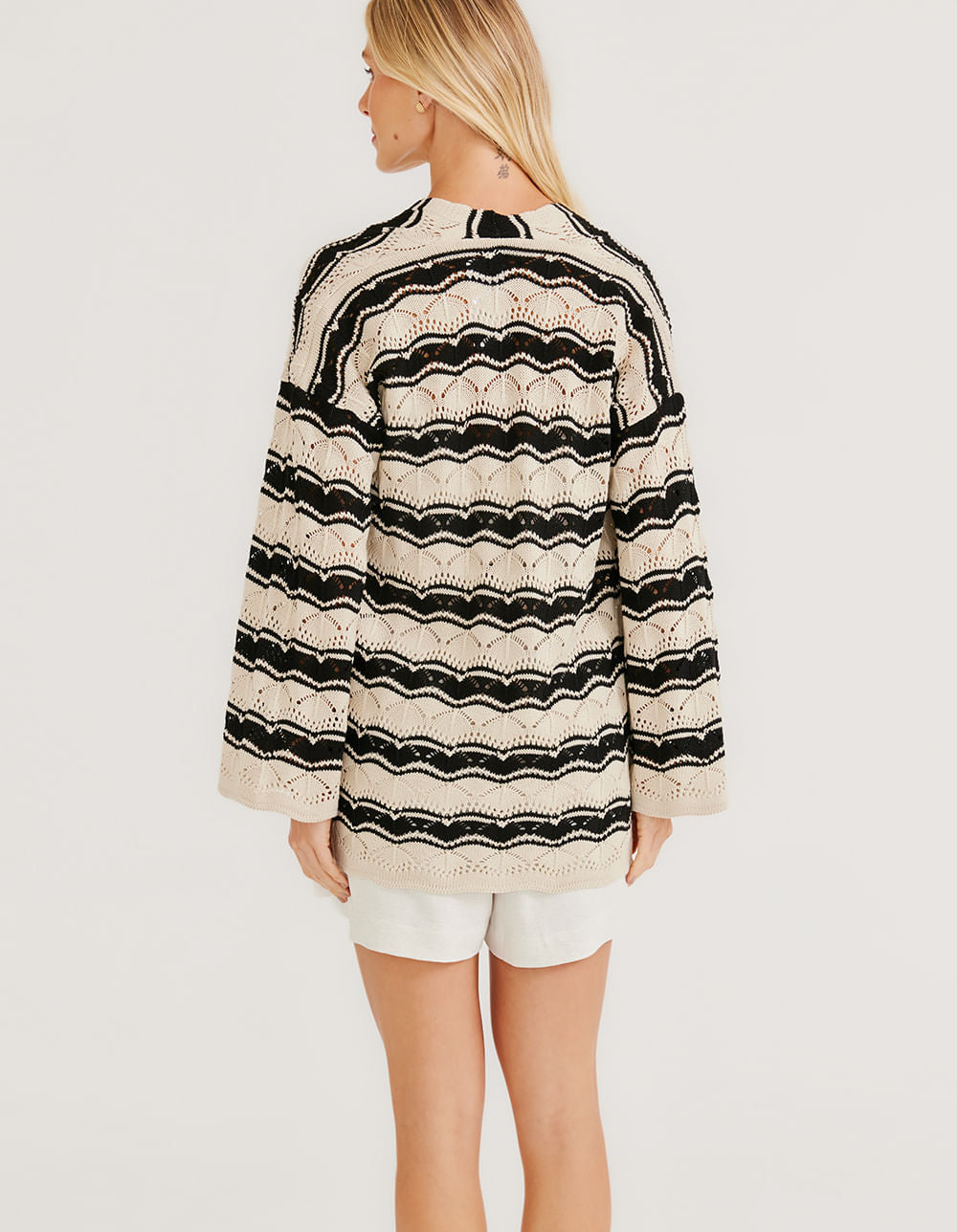 Kimono Tricot Grafismos - Areia