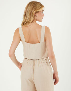 Top Cropped Crepe - Areia
