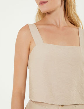 Top Cropped Crepe - Areia
