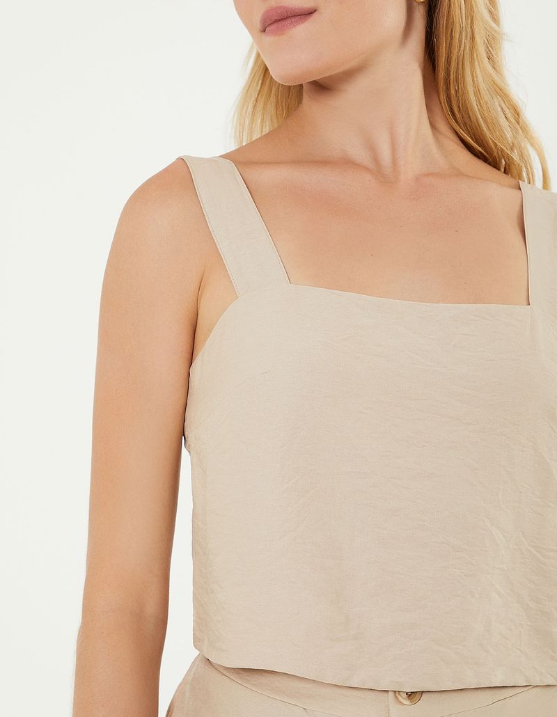 Top Cropped Crepe - Areia