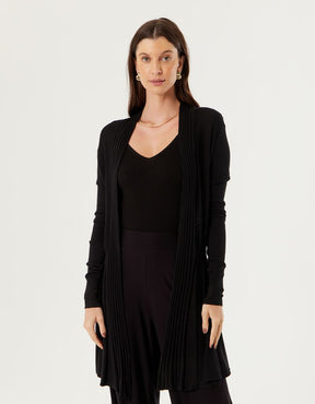 Casaco Tricot Alongado - Preto