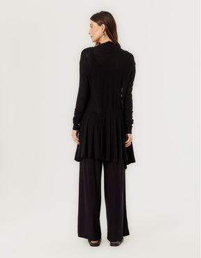 Casaco Tricot Alongado - Preto