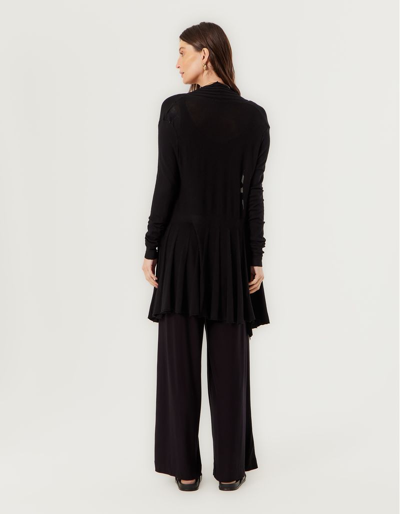 Casaco Tricot Alongado - Preto