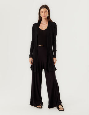 Casaco Tricot Alongado - Preto