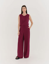 Calça Reta Cos Elastico - Vinho