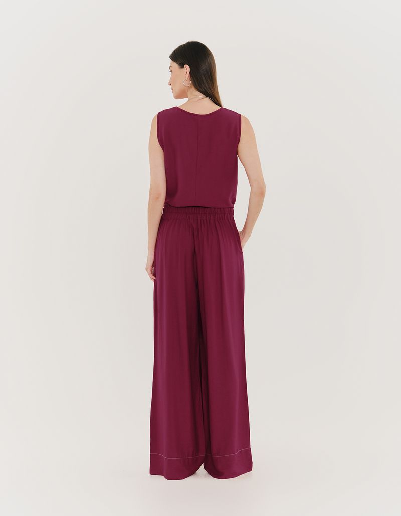 Calça Reta Cos Elastico - Vinho