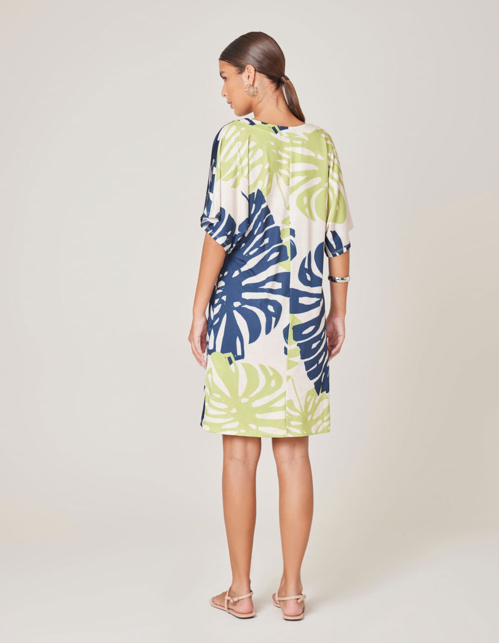 Vestido Curto Estampado Gleyci - Areia