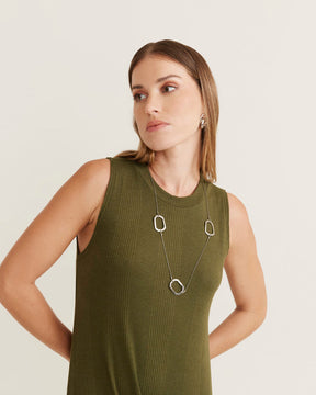 Vestido Longo Marias Decote Canoa - Verde Oliva