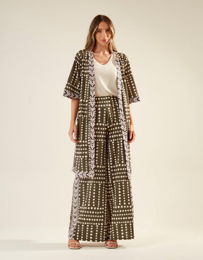 Kimono Estampado Poá Duda - Verde Oliva