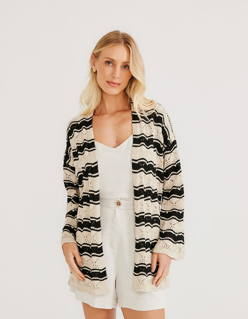 Kimono Tricot Grafismos - Areia