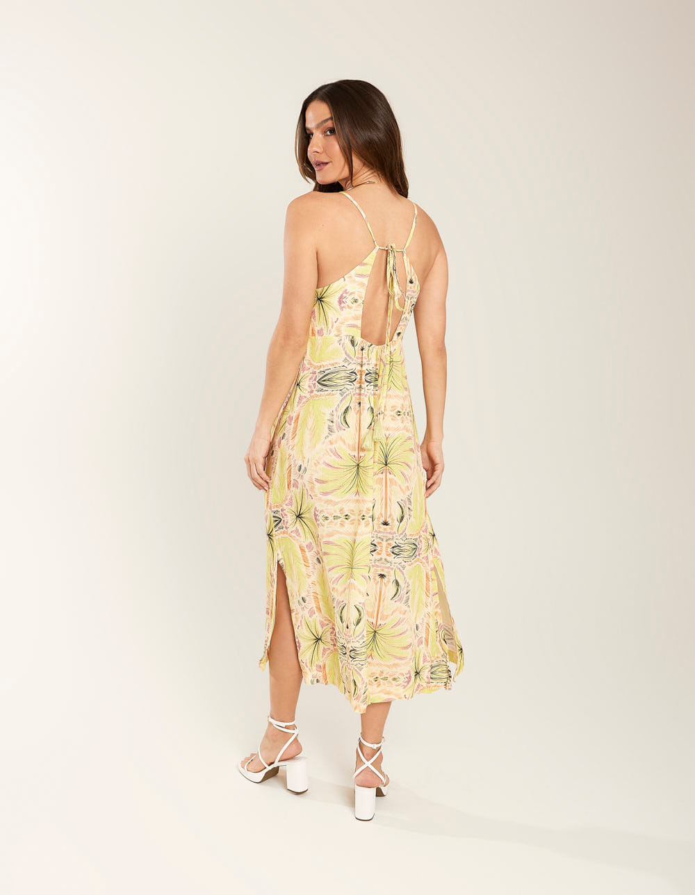 Vestido Midi Estampado Nina - Verde Lima