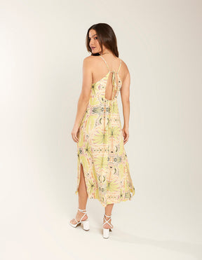Vestido Midi Estampado Nina - Verde Lima