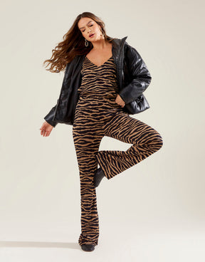 Calça Flare Jacquard Zebra - Preto