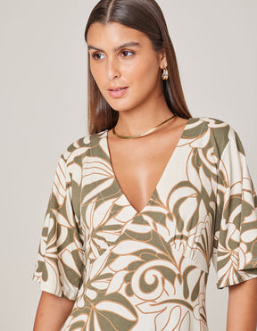 Vestido Curto Estampado Grace - Verde Oliva